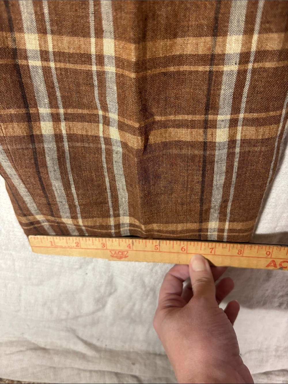 Isda & Co. 100% Linen High Waisted Plaid Trousers Brown Neutral Medium EUC - Picture 8 of 13